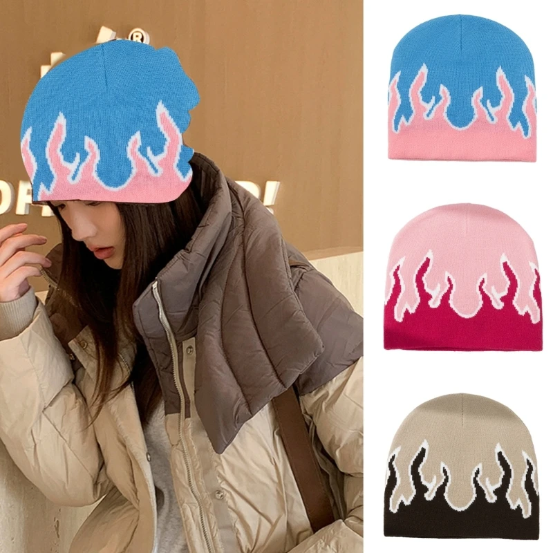 Adult Knitted Flame Pattern Hat Students Outdoor Cycling Skiing Hat Lovely Cold Winter Keep Warm Hat for Couple 
Adult Knitted Flame Pattern Hat Students Outdoor Cycling Skiing Hat Lovely Cold Winter Keep Warm Hat for Couple