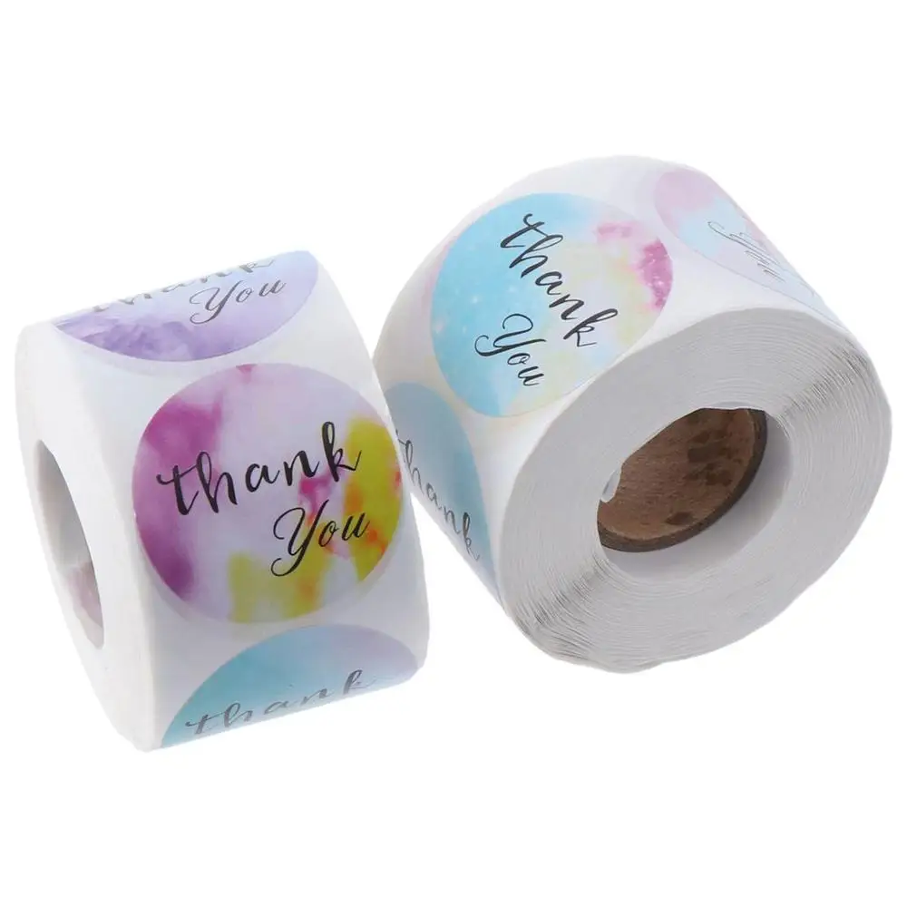 

Thank You Label Stickers 1000Pcs Self Adhesive Round Label Watercolor 1.5inch Roll Sticker Envelopes Seal