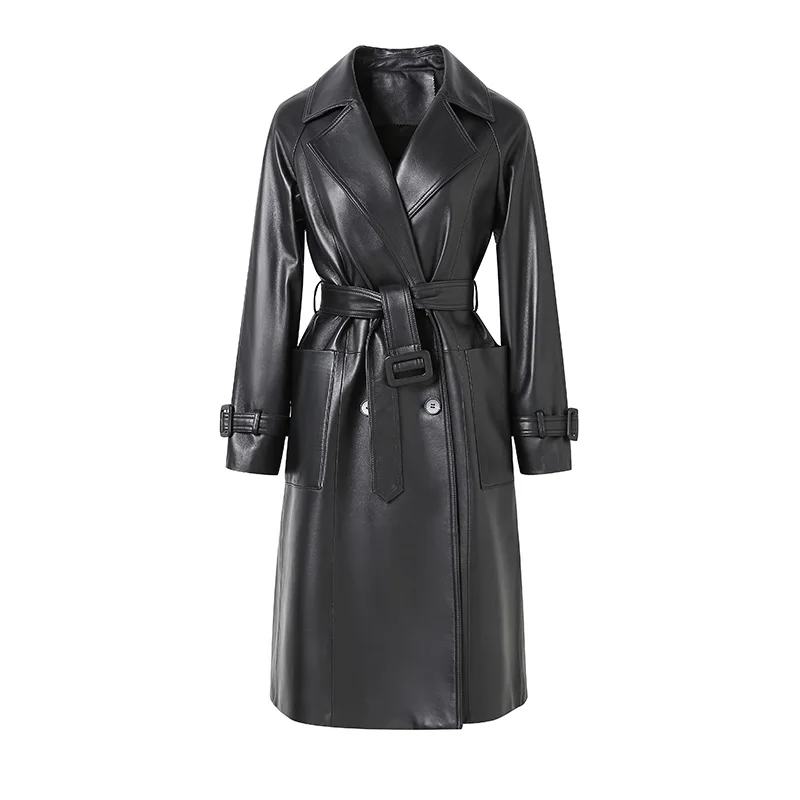 Lady Luxury Leather Trench Coat Women Spring Autumn Fashion Genuine Leather Jacket Long Belt Clothing CL5151B
Lady Luxury Leather Trench Coat Women Spring Autumn Fashion Genuine Leather Jacket Long Belt Clothing CL5151B