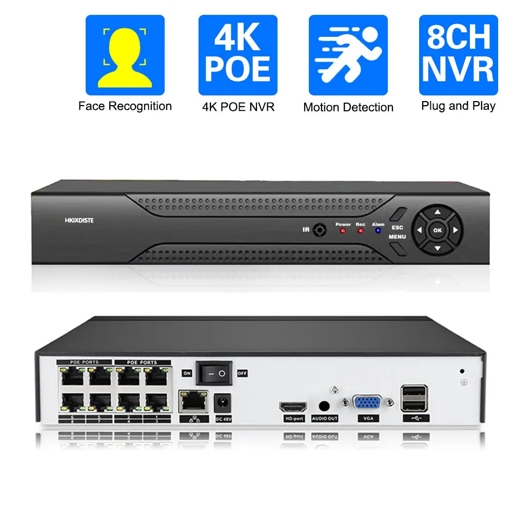 8CH NVR For 2MP 4MP 5MP 4K IP Camera Support Face Detection Video NVR Recorder Security System Onvif XMEYE 8MP Motion Detect P2P
8CH NVR For 2MP 4MP 5MP 4K IP Camera Support Face Detection Video NVR Recorder Security System Onvif XMEYE 8MP Motion Detect P2P