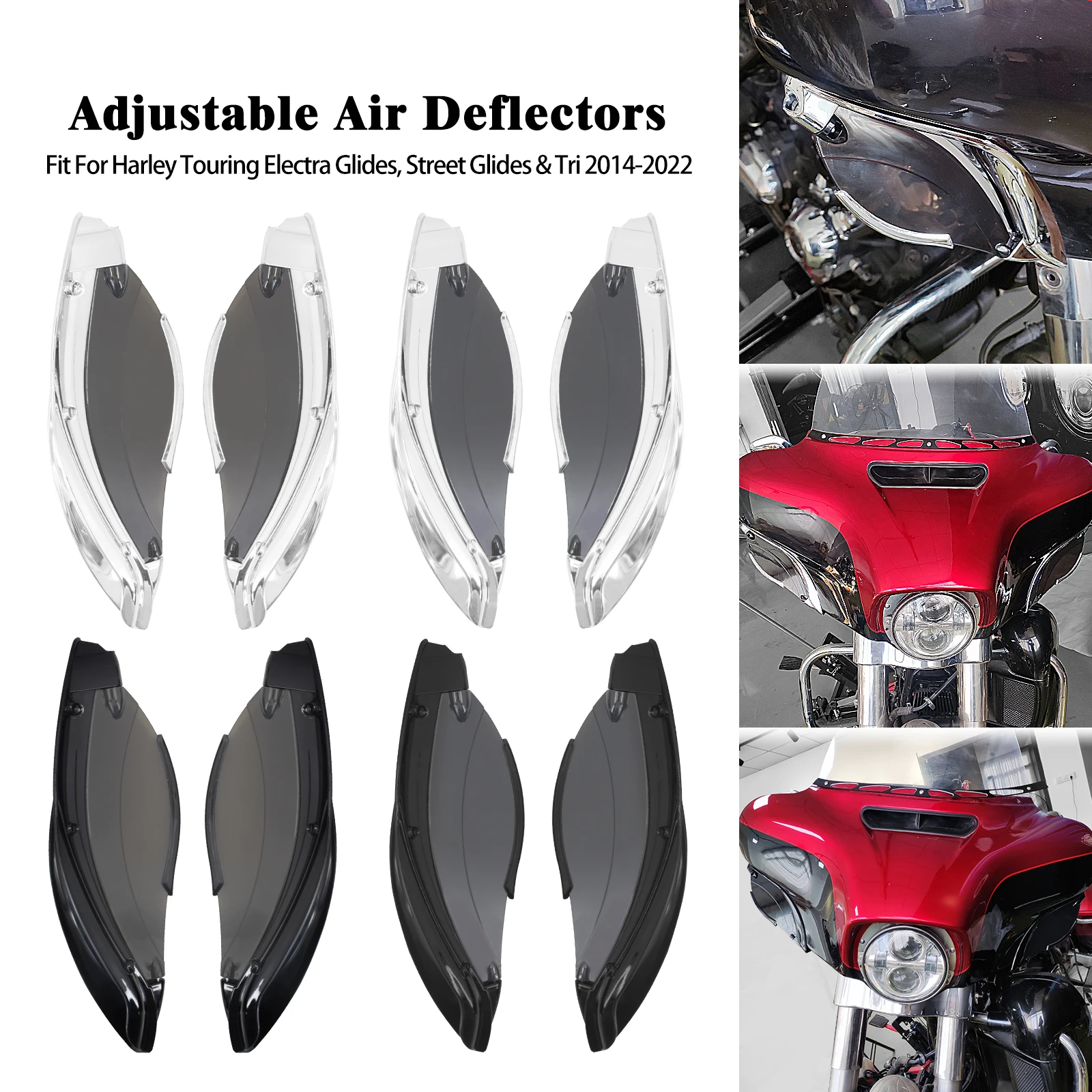 Motorcycle Smoke Air Deflector Adjustable Wing Batwing Fairing Side Windshield For Harley Touring Electra Street Tri Glide 14-22
Motorcycle Smoke Air Deflector Adjustable Wing Batwing Fairing Side Windshield For Harley Touring Electra Street Tri Glide 14-22