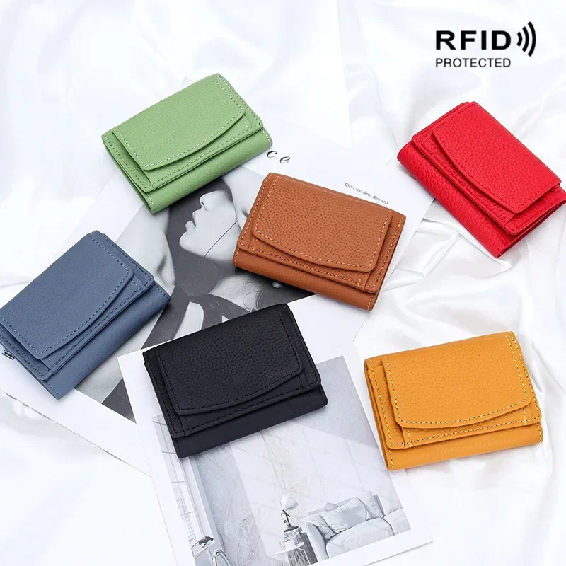 

URBAN MASTER RFID Mini Trifold Short Wallet for Women Genuine Cow Leather Coin Purse Fashion Casual Simple Card Holder 5156