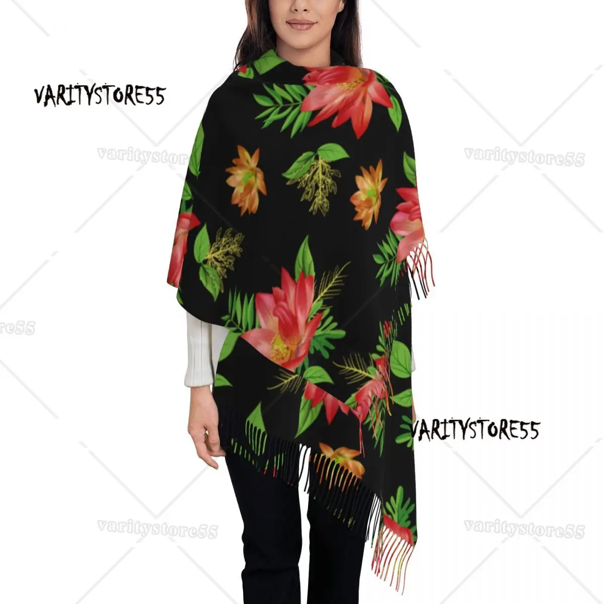 

Flower Branches And Leaf Womens Warm Winter Infinity Scarves Set Blanket Scarf Pure Color