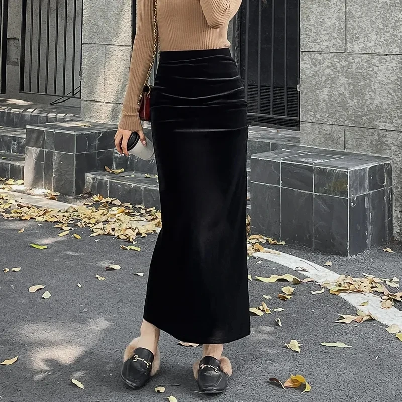 2023 Winter Stylish Golden Velvet Skirt Women Back Split One Step Skirts Spring Autumn High Waist Slim Wrapped Hip Slit Skirt 52
2023 Winter Stylish Golden Velvet Skirt Women Back Split One Step Skirts Spring Autumn High Waist Slim Wrapped Hip Slit Skirt 52
