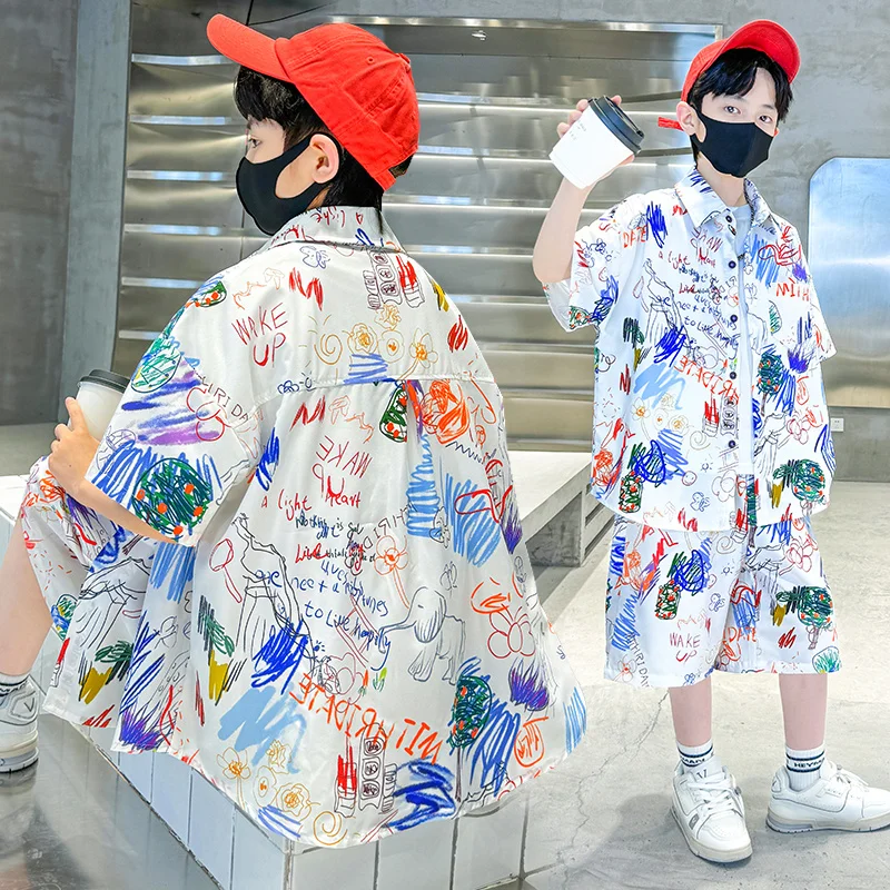 Комплект для мальчиков-подростков, рубашка с принтом и шорты, комплект детской одежды из 2 предметов, размеры 4-14, летняя одежда
Комплект для мальчиков-подростков, рубашка с принтом и шорты, комплект детской одежды из 2 предметов, размеры 4-14, летняя одежда