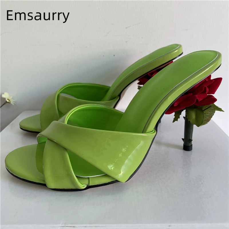 Upward Rose Flower Heel Sandals Women Luxury Patent Leather Cross Band Slingbacks Open Toe Summer Mules For Girls
Upward Rose Flower Heel Sandals Women Luxury Patent Leather Cross Band Slingbacks Open Toe Summer Mules For Girls
