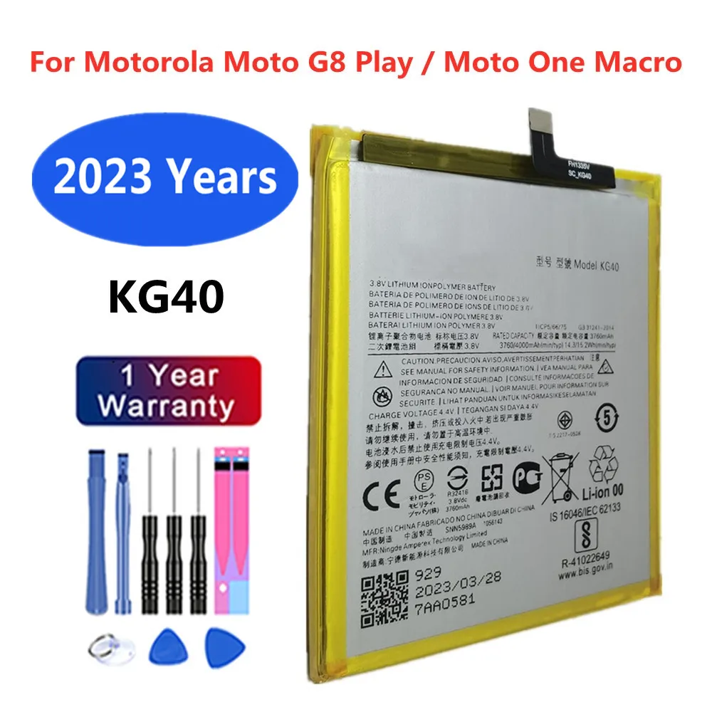 

2023 Years KG40 Battery For Motorola Moto G8 Play Moto One Macro Dual SIM XT2015-2 XT2016-1 / 2 4000mAh Mobile Phone Bateria