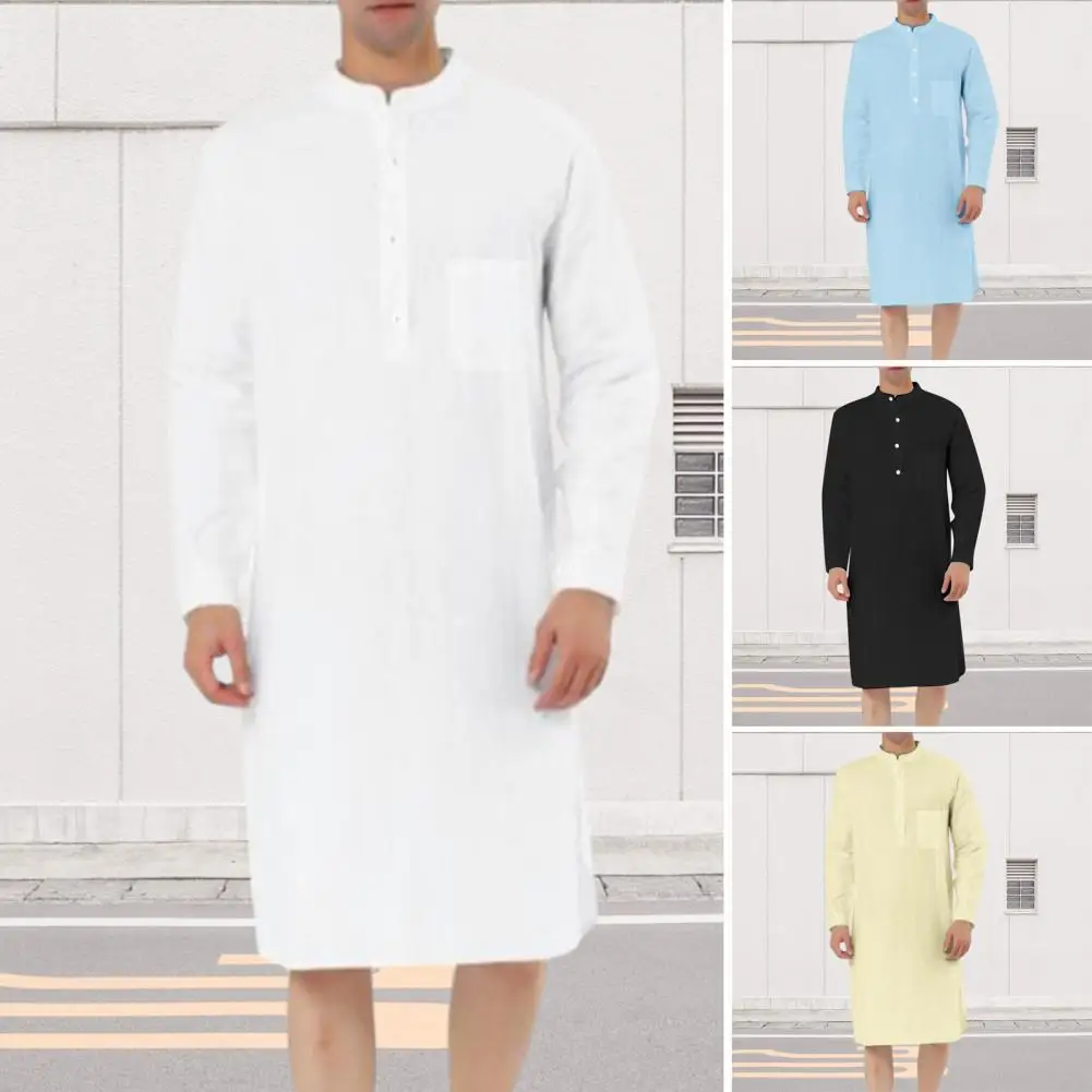 Soft Men Robe Stylish Men's Knee Length Shirt Stand Collar Long Sleeve Patch Pocket for Spring Fall Fashion Lightweight Men
Soft Men Robe Stylish Men's Knee Length Shirt Stand Collar Long Sleeve Patch Pocket for Spring Fall Fashion Lightweight Men