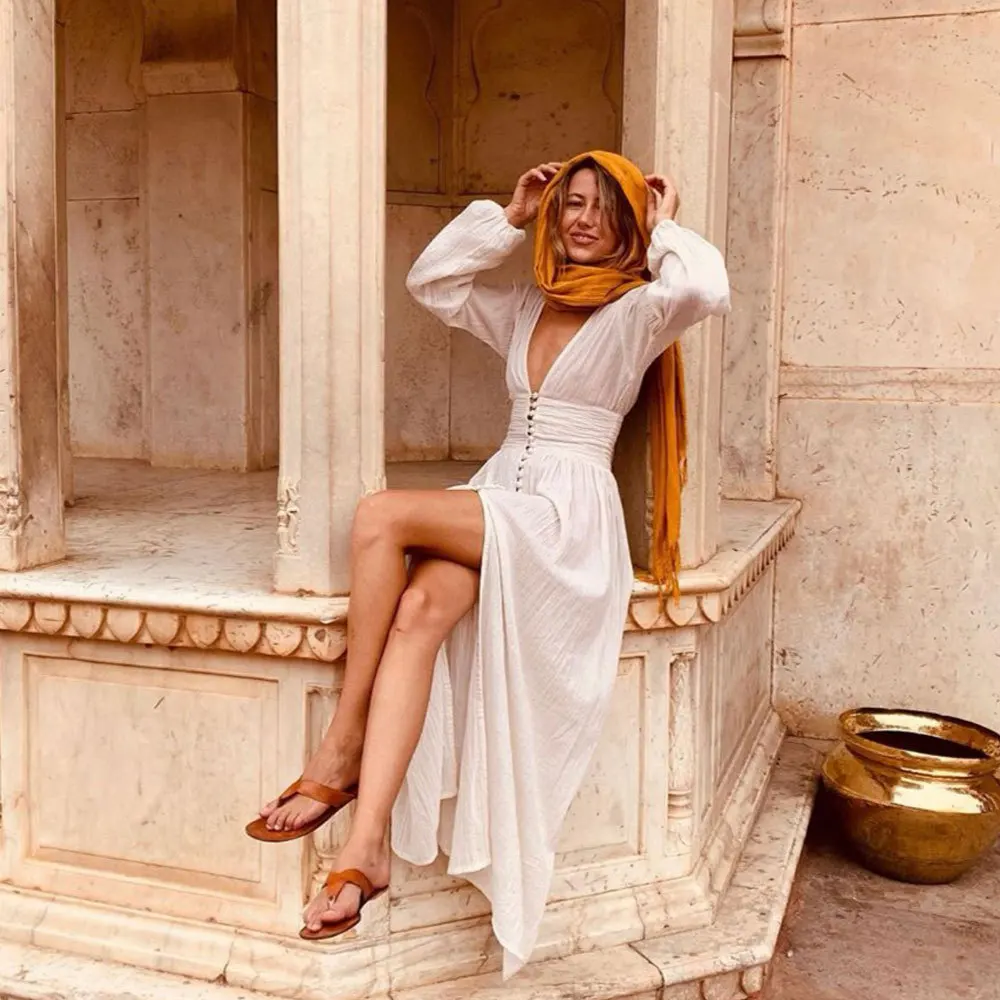 2023 Summer Deep V Neck Button Up Long Dress Vintage New Causal Long Sleeve Long Dress Robe Dropshipping White Beach Boho Dress
2023 Summer Deep V Neck Button Up Long Dress Vintage New Causal Long Sleeve Long Dress Robe Dropshipping White Beach Boho Dress