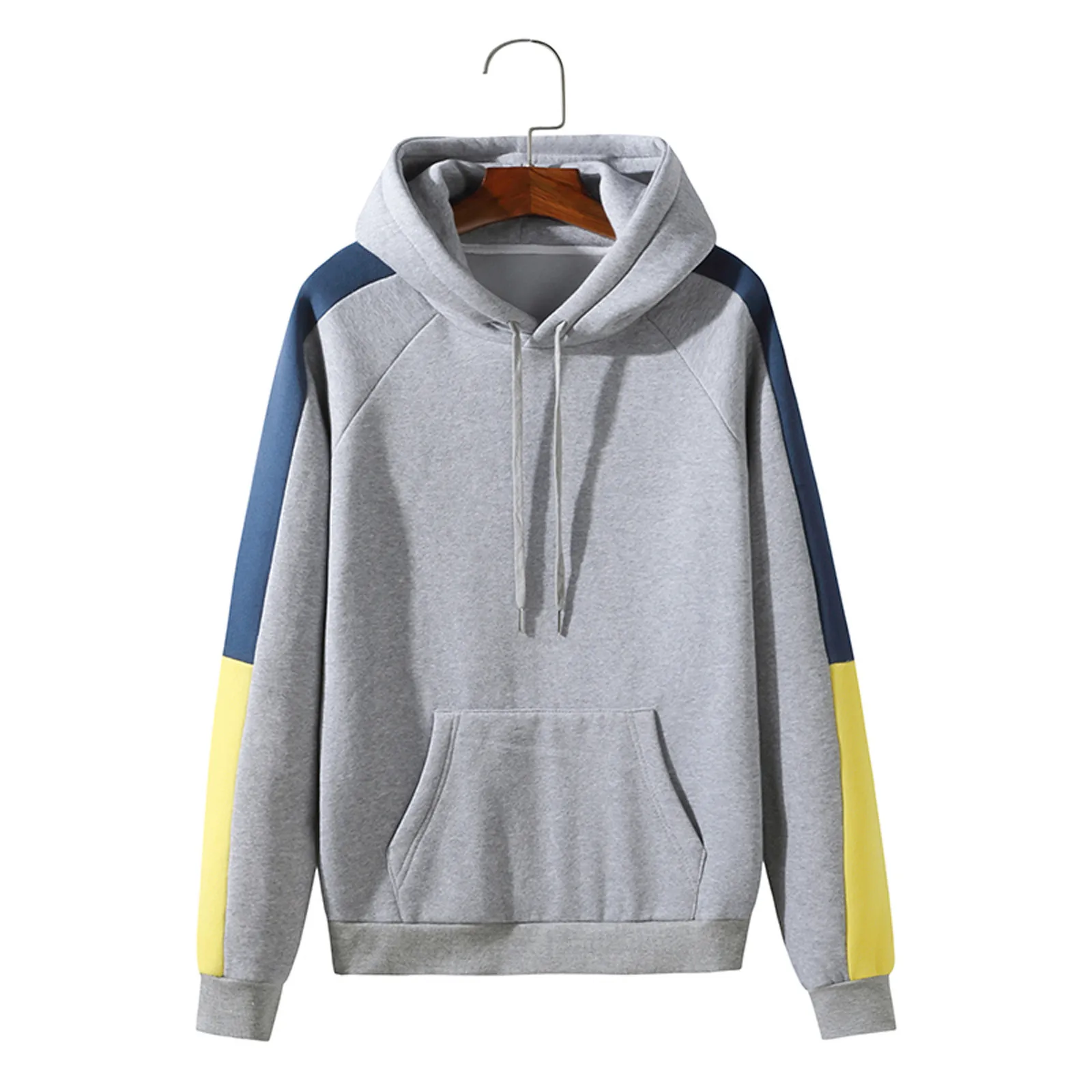 

Zip Up Sweatershirts Hoodie Men'S Drawstring Sweater Colorblock Faux Twinset Pullover Solid Color Long Sleeve Overcoat Jacket