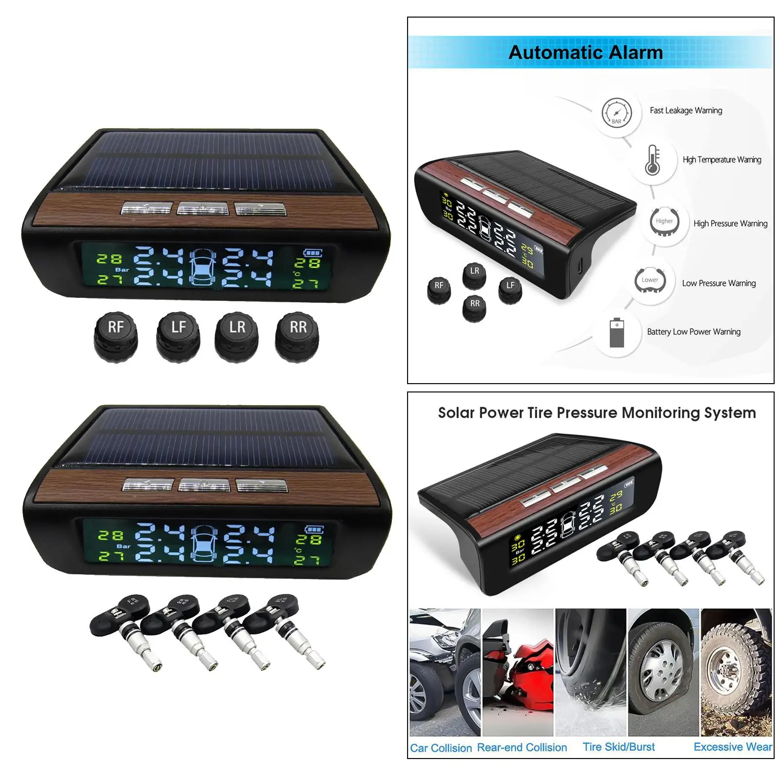 TPMS Car Tire Pressure Alarm Monitor System Real-time Display Wwireless Solar Power TPMS with 4 Sensors
TPMS Car Tire Pressure Alarm Monitor System Real-time Display Wwireless Solar Power TPMS with 4 Sensors