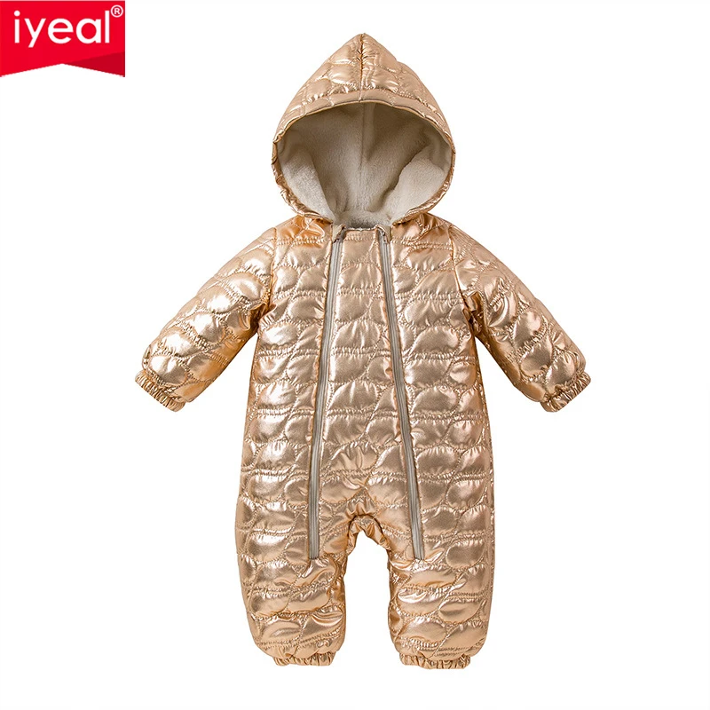 

IYEAL Winter Baby Boys Hooded Warm Fleece Lining Snowsuit Romper Toddler Girls Overalls Baby Boy Golden Jumpsuit