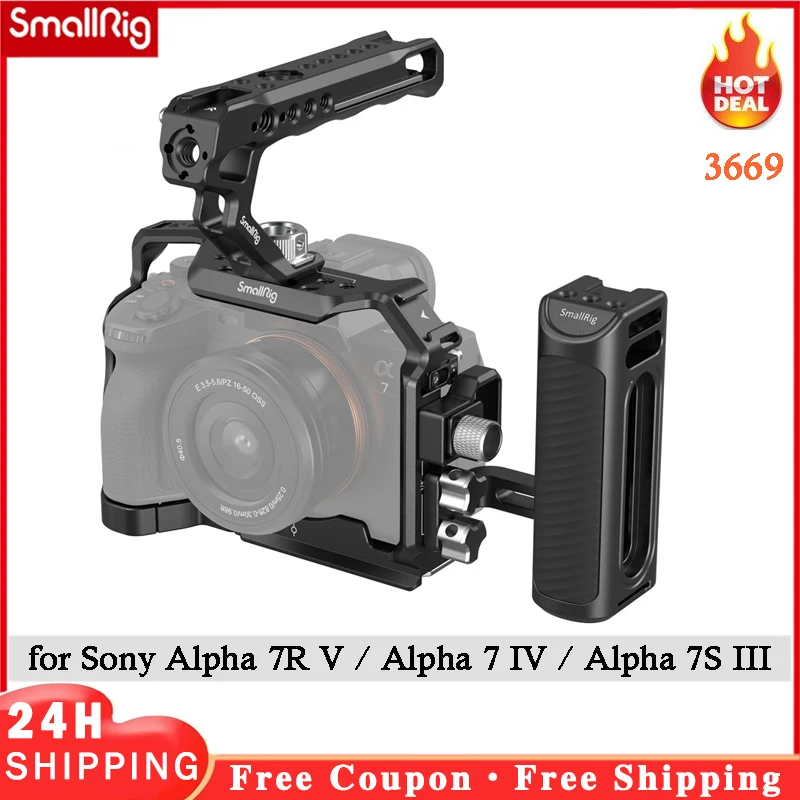 

SmallRig Full DSLR Cage for Sony Alpha 7R V / Alpha 7 IV / Alpha 7S III Advanced Cage Kit L-Bracket Top Handle Side Handle 3669