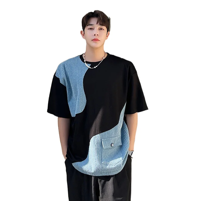 Men's Summer Denim Patchwork Casual O-neck Short Sleeve T-shirt Black Blue Mixed Color
Men's Summer Denim Patchwork Casual O-neck Short Sleeve T-shirt Black Blue Mixed Color