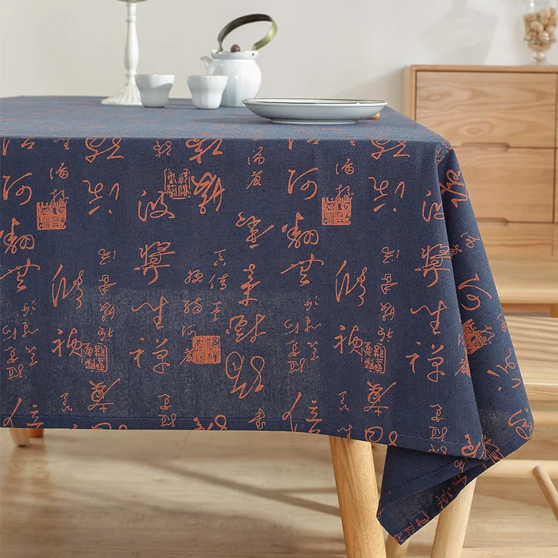 

New Chinese tablecloth household study cotton linen national style tea table calligraphy table cloth