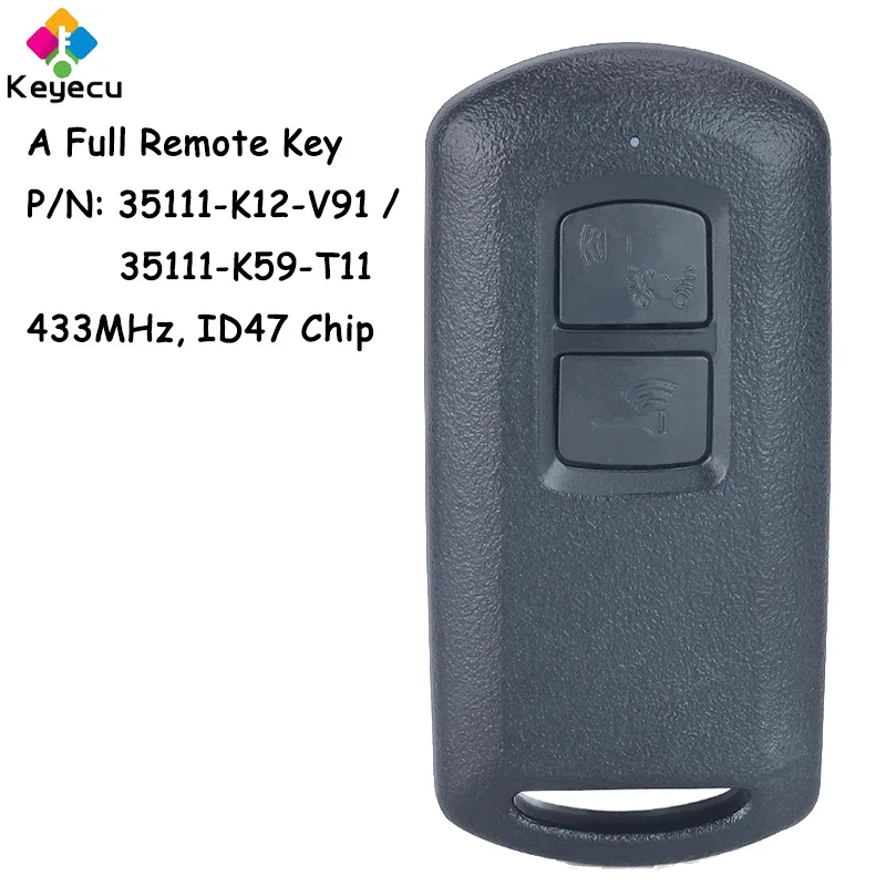 Дистанционный ключ KEYECU для мотоцикла с 2 кнопками 433 МГц ID47 чип Fob для Honda Fob P/N: 35111-K12-V91 35111-K59-T11 K12 K59
Дистанционный ключ KEYECU для мотоцикла с 2 кнопками 433 МГц ID47 чип Fob для Honda Fob P/N: 35111-K12-V91 35111-K59-T11 K12 K59