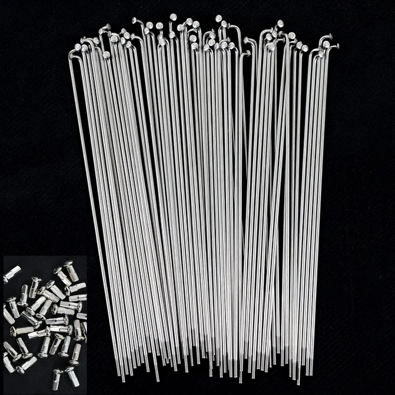 

100pcs/lot 304 stainless steel bicycle spokes 12G/13G/14G Diameter 2.0/2.2/2.5mm Length 185-305mm E-bike spokes + nipples