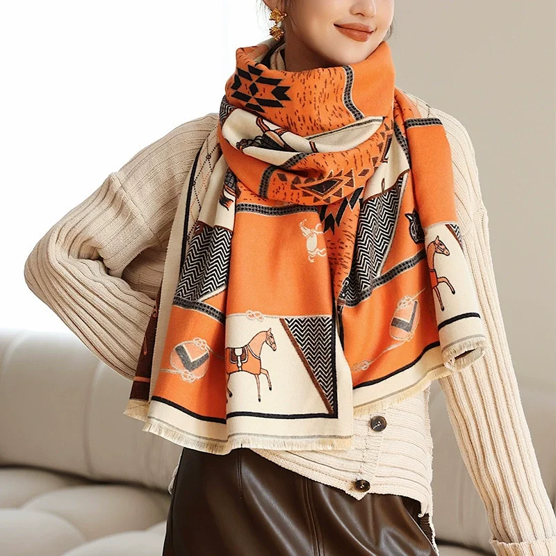 2022 Women Winter Cashmere Scarf Design Print Horse Shawl Wrap Design Print Pashmina Warm Scarves Thick Blanket Female Echarpe
2022 Women Winter Cashmere Scarf Design Print Horse Shawl Wrap Design Print Pashmina Warm Scarves Thick Blanket Female Echarpe
