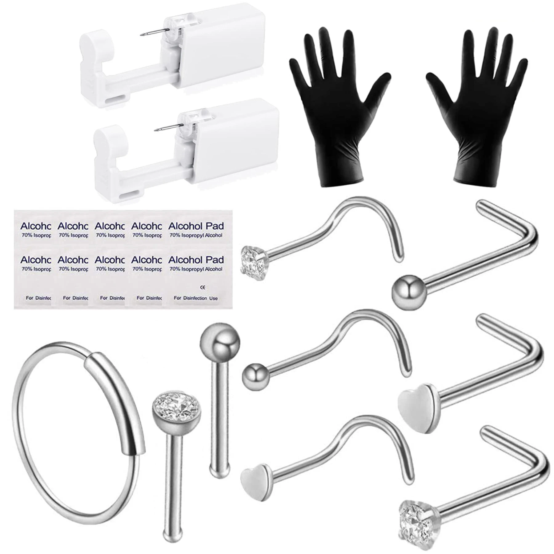 Disposable Sterile Safety Nose Hole Gun Tool with 9pcs Nose Rings Ear Studs Perforated Jewelry Set Suitable for Women and Girls
Disposable Sterile Safety Nose Hole Gun Tool with 9pcs Nose Rings Ear Studs Perforated Jewelry Set Suitable for Women and Girls
