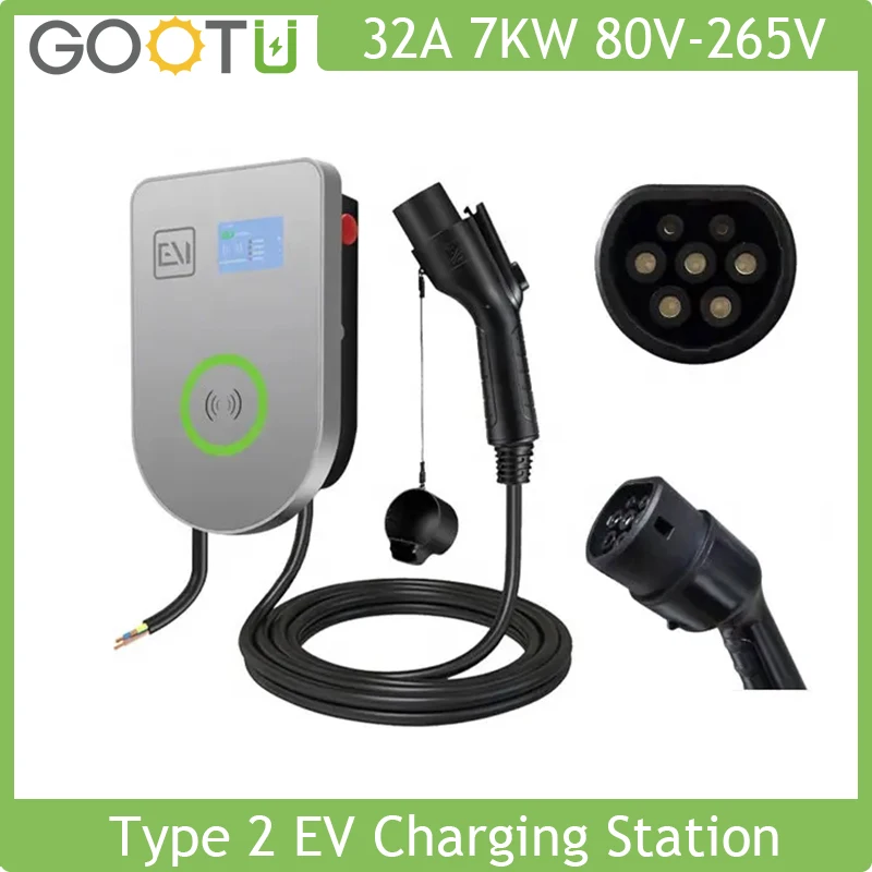 EV Charging Station 32A 7KW Type1 Cable Electric Vehicle Car Charger IEC 62196 EVSE Wallbox Wall Mount Type 2 Cable With Display
EV Charging Station 32A 7KW Type1 Cable Electric Vehicle Car Charger IEC 62196 EVSE Wallbox Wall Mount Type 2 Cable With Display