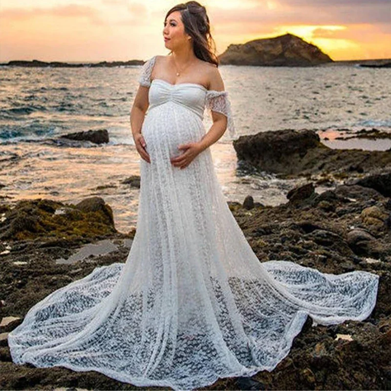 

Maternity Sexy Lace Dresses Photography Props Long Wedding Dress Gown Pregnancy Fancy Shooting Photo Summer Pregnant Clothes New