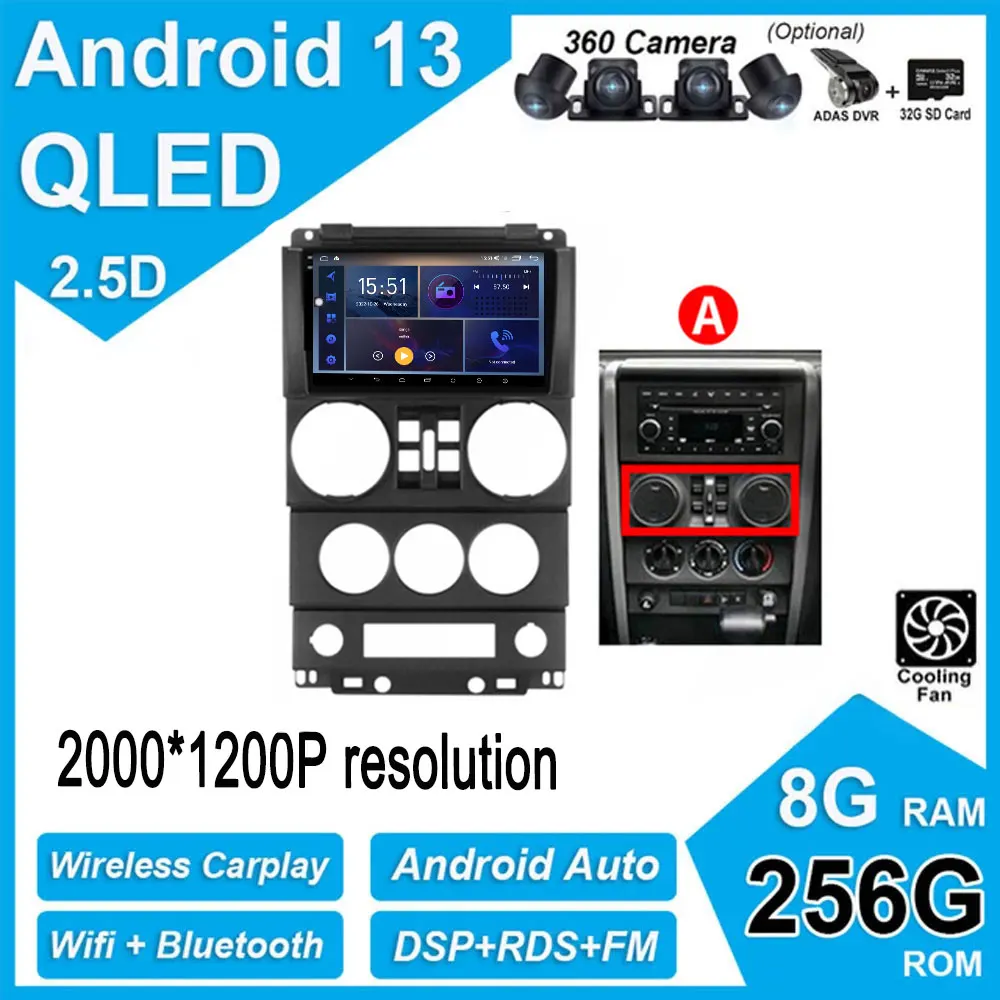 Android 13 For Jeep Wrangler Unlimited 3 JK 2008-2010 Car Video Carplay Stereo GPS Player Navigation Camera Radio Multimedia
Android 13 For Jeep Wrangler Unlimited 3 JK 2008-2010 Car Video Carplay Stereo GPS Player Navigation Camera Radio Multimedia