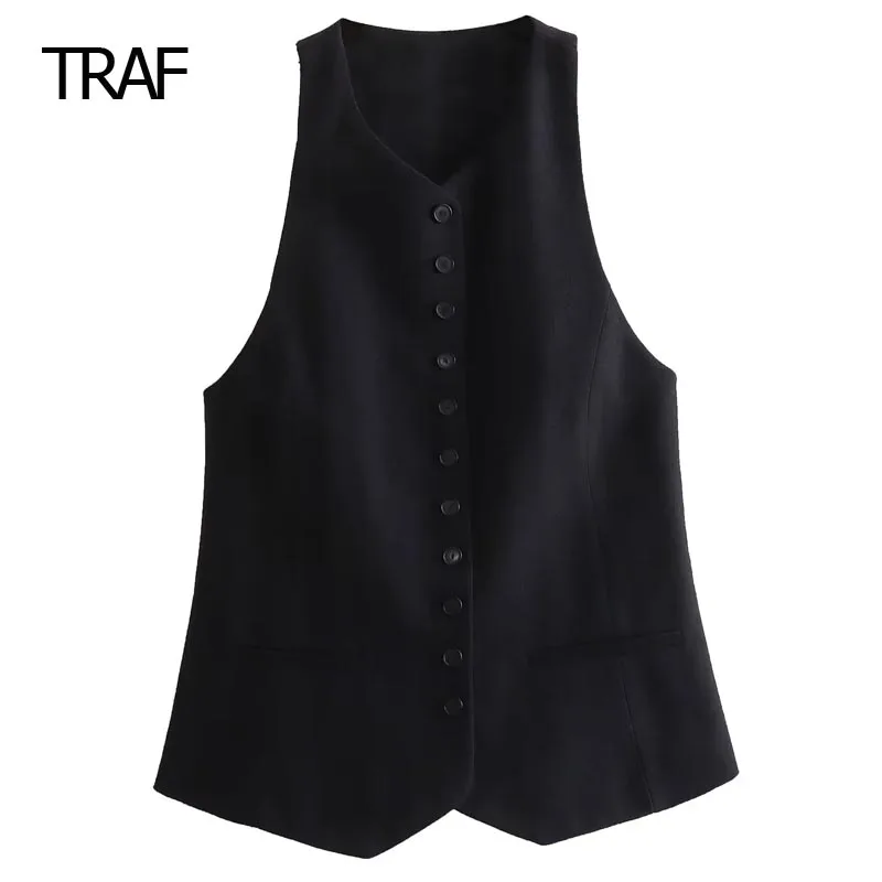 TRAF Black Waistcoat Women's Vest Autumn Winter V-Neck Sleeveless Vests New In Outerwear Women's Insulated Vest High Quality
TRAF Black Waistcoat Women's Vest Autumn Winter V-Neck Sleeveless Vests New In Outerwear Women's Insulated Vest High Quality