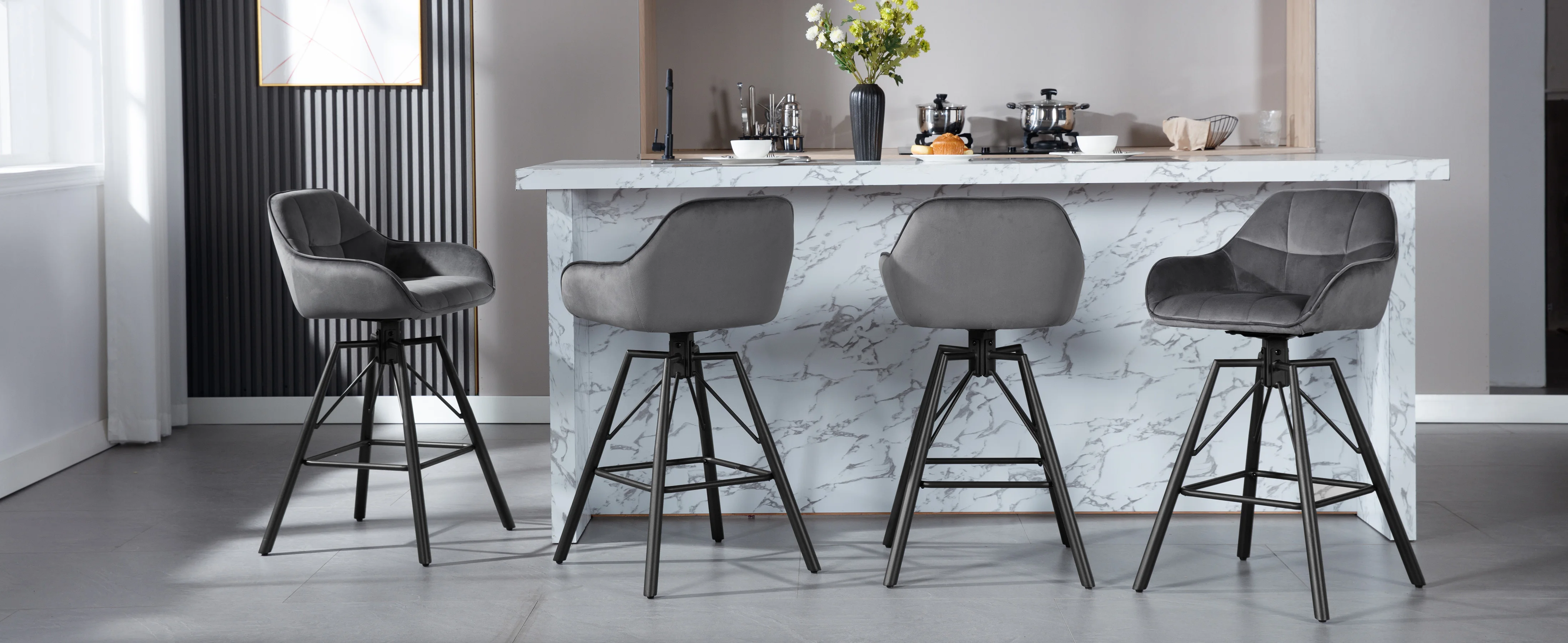 2PCSS/SET Rotatable Bar Stool Velvet High Bar Chair 360° Swivel Padded Seat with Backrest Footrest Counter Stool 10 Mallzona S3aeb1918f1354aa0a6e68d54eca3722dP 2PCSS/SET Rotatable Bar Stool Velvet High Bar Chair 360° Swivel Padded Seat with Backrest Footrest Counter Stool Mallzona