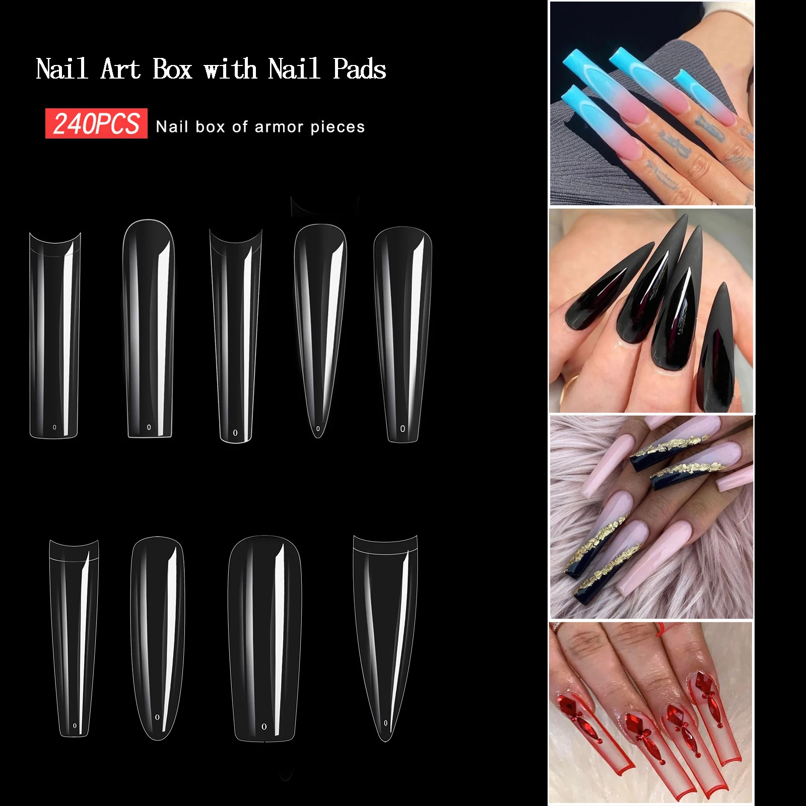 240pcs/Box Transparent Acrylic Extra Long Fake Nails Full Half Cover False Nail Artificial Nail Soft Gel Tips Square Almond Nail
240pcs/Box Transparent Acrylic Extra Long Fake Nails Full Half Cover False Nail Artificial Nail Soft Gel Tips Square Almond Nail