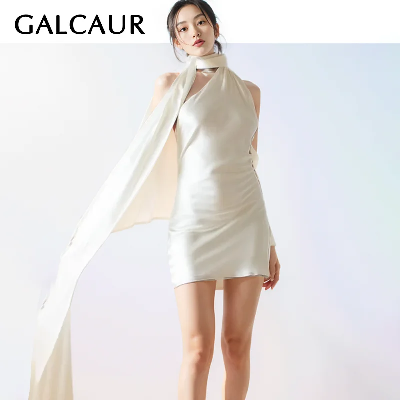 GALCAUR Sexy Backless Formal Dresses For Women Halter Sleeveless High Waist Temperament Solid Slim Folds Mini Dress Female New
GALCAUR Sexy Backless Formal Dresses For Women Halter Sleeveless High Waist Temperament Solid Slim Folds Mini Dress Female New