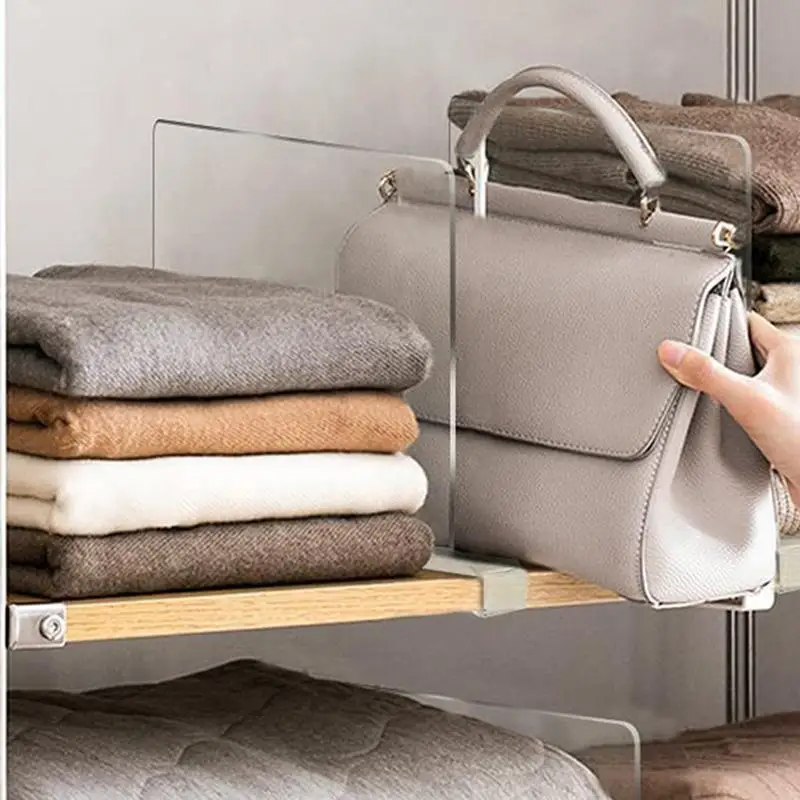 Clothes Organizer Clear Towel Clothes Divider 4 PCS Clear Acrylic Adjustable Shelf Separators Wood Shelves Closet Storage
Clothes Organizer Clear Towel Clothes Divider 4 PCS Clear Acrylic Adjustable Shelf Separators Wood Shelves Closet Storage