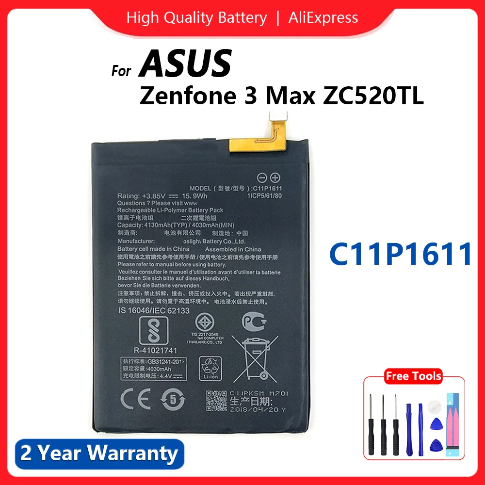 New Original Mobile Phone Battery C11P1611 ZB570T 4130mAh for ASUS Zenfone Pegasus 4S Max Plus M1 ZB570TL X018D X018DC Batteria
New Original Mobile Phone Battery C11P1611 ZB570T 4130mAh for ASUS Zenfone Pegasus 4S Max Plus M1 ZB570TL X018D X018DC Batteria