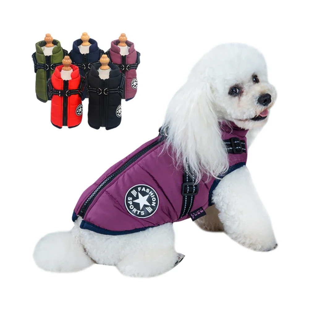 

Зимняя Теплая Одежда для собак, мягкий водонепроницаемый жилет для домашних питомцев, куртка на молнии для маленьких, средних и больших искусств, пальто для чихуахуа, французского бульдога