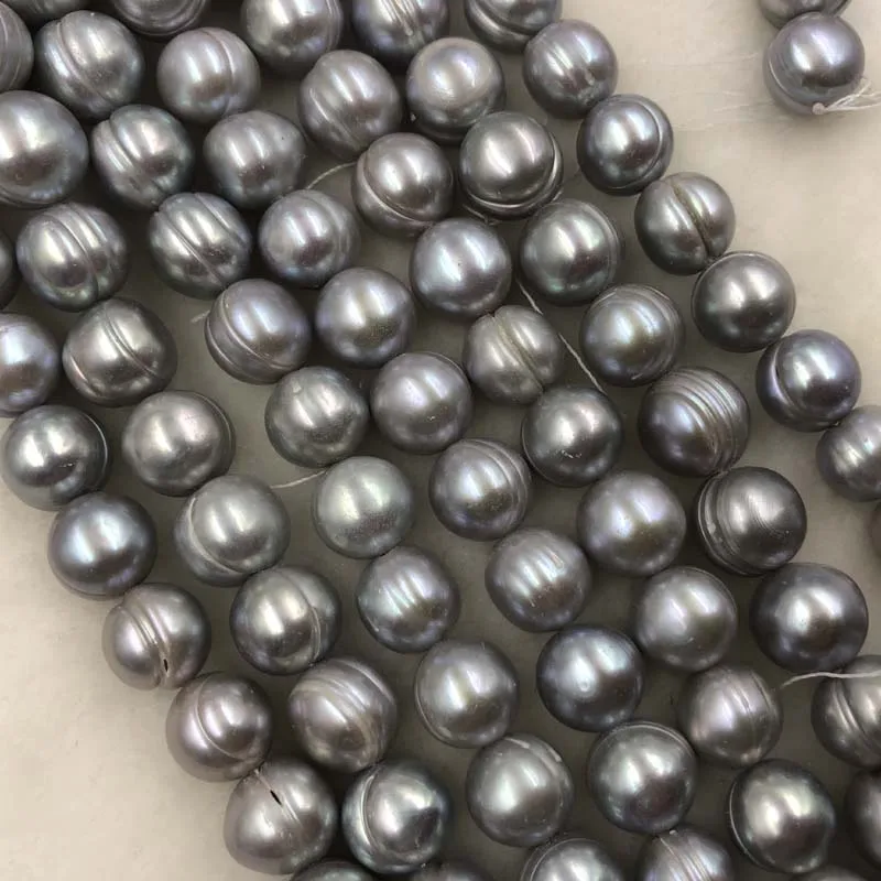 

ELEISPL JEWELRY FOR 4 Strands 11-12mm Gray Pearls Loose Strings #1006