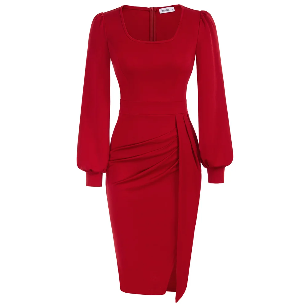 Jasambac Dress Women Spring 2022 Wrap Hem Dress Fashion OL Long Sleeve Square Neck Ruched Bodycon Dress Evening Robe
Jasambac Dress Women Spring 2022 Wrap Hem Dress Fashion OL Long Sleeve Square Neck Ruched Bodycon Dress Evening Robe