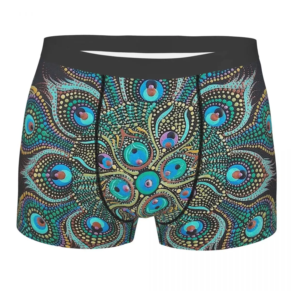 

Peacock Art Mandala Deco Underpants Breathbale Panties Man Underwear Ventilate Shorts Boxer Briefs