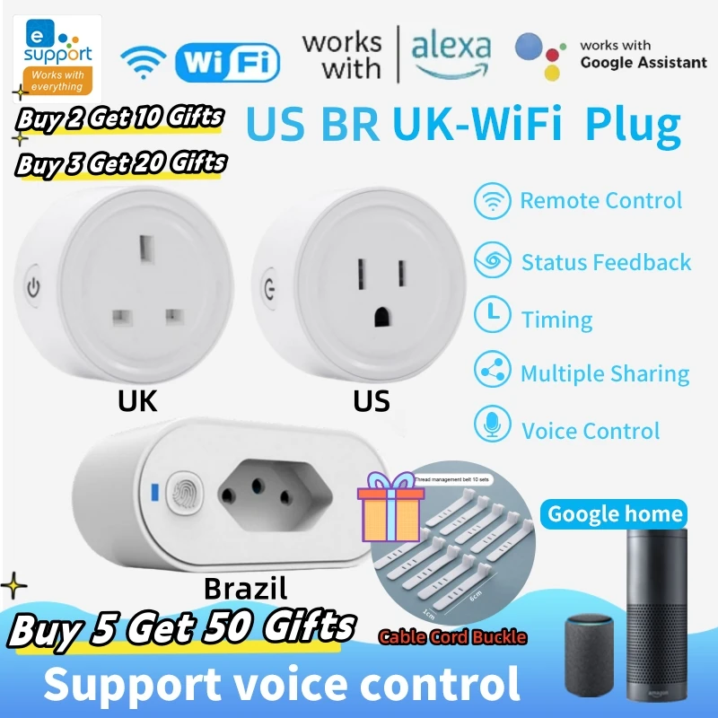 Умная розетка с Wi-Fi EWelink, вилка для Великобритании/США/BR, 3-контактный адаптер, домашнее Голосовое управление Alexa с функцией мониторинга энергии, таймера, Сетевая розетка
Умная розетка с Wi-Fi EWelink, вилка для Великобритании/США/BR, 3-контактный адаптер, домашнее Голосовое управление Alexa с функцией мониторинга энергии, таймера, Сетевая розетка