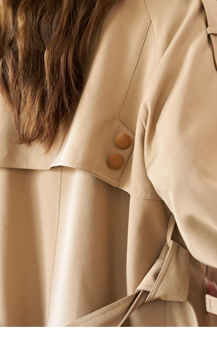 MISHOW Women's Trench 2024 Autumn Vintage Contrast Turn-down Collar Loose Female with Belt Double Breasted Solid Coat MXC44W0040 MISHOW Women's Trench 2024 Autumn Vintage Contrast Turn-down Collar Loose Female with Belt Double Breasted Solid Coat MXC44W0040