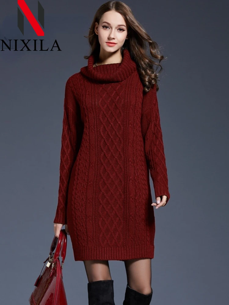 New Autumn Winter Large Oversized Women's Knitwear Sweater Dress Long Turtle Neck Woman Sweaters Fluffy Pullover Long Sleeve Top
New Autumn Winter Large Oversized Women's Knitwear Sweater Dress Long Turtle Neck Woman Sweaters Fluffy Pullover Long Sleeve Top