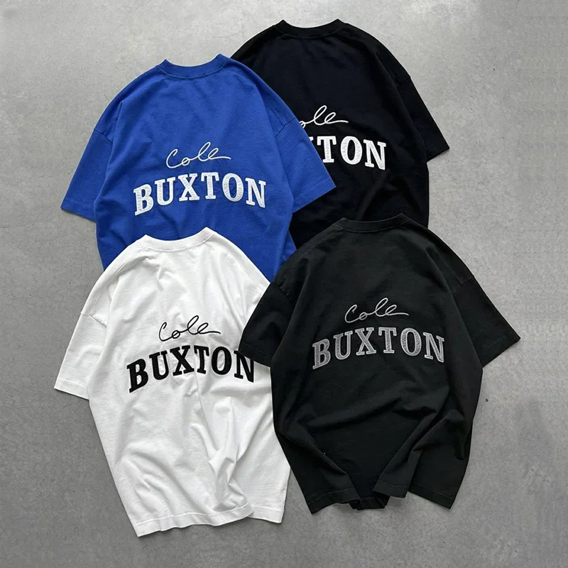 

Classic Logo Slogan Patch Embroidered Cole Buxton T-Shirt Men Women 1:1 Best Quality Royal Blue Brown Black White CB Tee Top Tag