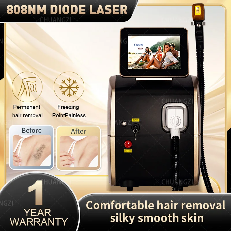 

2023 Portable 808 755 Laser Painless Full Body Hair Removal Machine 4 Waves IPL Permanent Professional Diode Ice Titanium