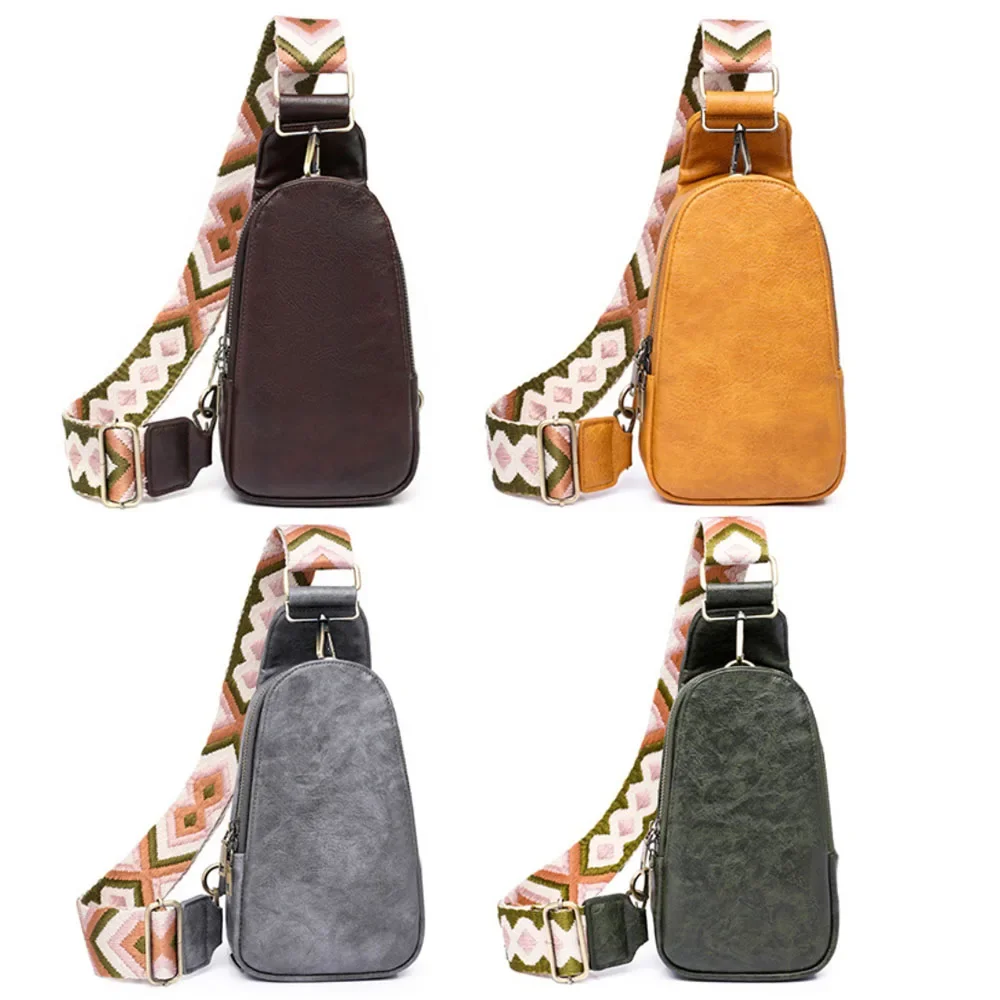 

Vintage PU Leather Sling Bags Women Guitar Strap Crossbody Chest Bag Female Fashion Versatile Fanny Packs Casual Waist Pack