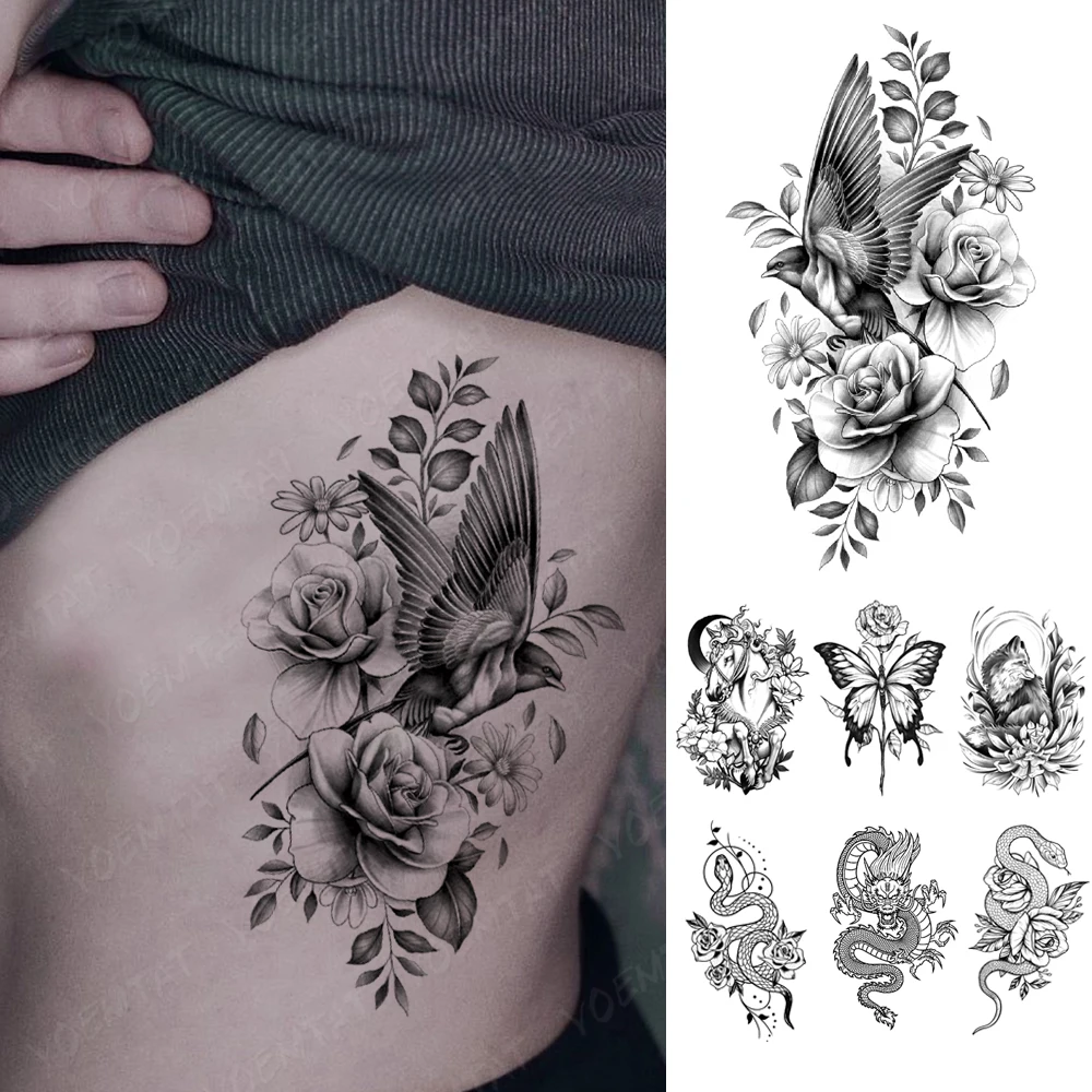 Waterproof Temporary Tattoo Sticker realistic bird flowers Flash Tattoos Gothic Y2K Body Art Arm Fake Tatoo Men Women 
Waterproof Temporary Tattoo Sticker realistic bird flowers Flash Tattoos Gothic Y2K Body Art Arm Fake Tatoo Men Women