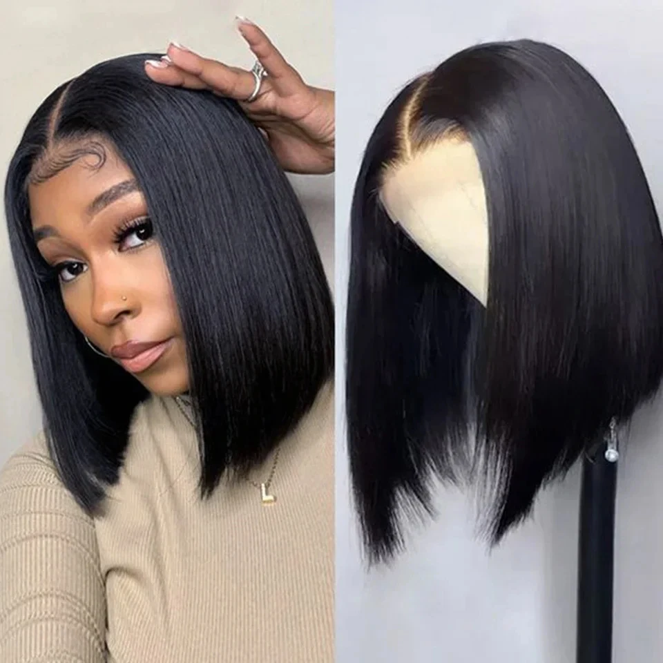 

13x4 Short Bob Lace Brazilian Straight Wig 4x4 Lace Bob Lace Human Hair Wigs Remy Lace Front Wigs Pre Plucked for Black Women