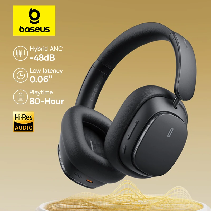 

Baseus H1 pro Wireless Headphone Hybrid -48dB Active Noise Cancellation Bluetooth Headset Hi-Res Certified LHDC Code Earphone