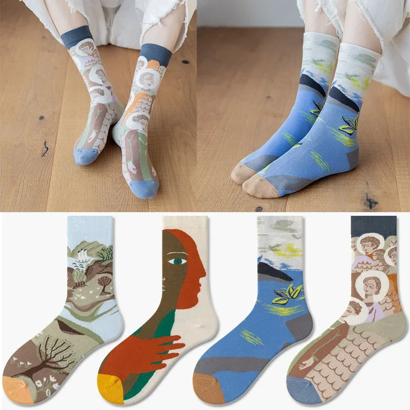 Fashion Women's Socks Harajuku Cotton Retro Art Funny Kawaii Oil Painting Landscape Sunflower Dinosaur Sock for Christmas Gift
Fashion Women's Socks Harajuku Cotton Retro Art Funny Kawaii Oil Painting Landscape Sunflower Dinosaur Sock for Christmas Gift