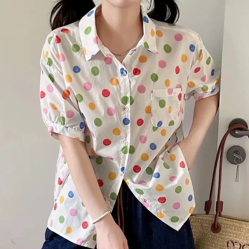 Polka dots shirts and blouses women Japan style short sleeve white colorful dots tops stylish stylish women's blouse plus size
Polka dots shirts and blouses women Japan style short sleeve white colorful dots tops stylish stylish women's blouse plus size