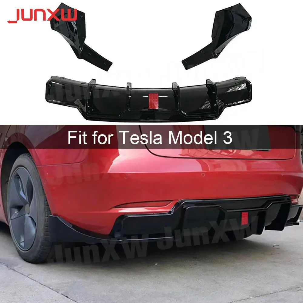 

Автомобильные разветвители для заднего бампера, диффузор для губ со стандартом телефона Tesla Model 3 2017 + задние разветвители для губ, АБС-пластик, карбоновый внешний вид/Блеск черный