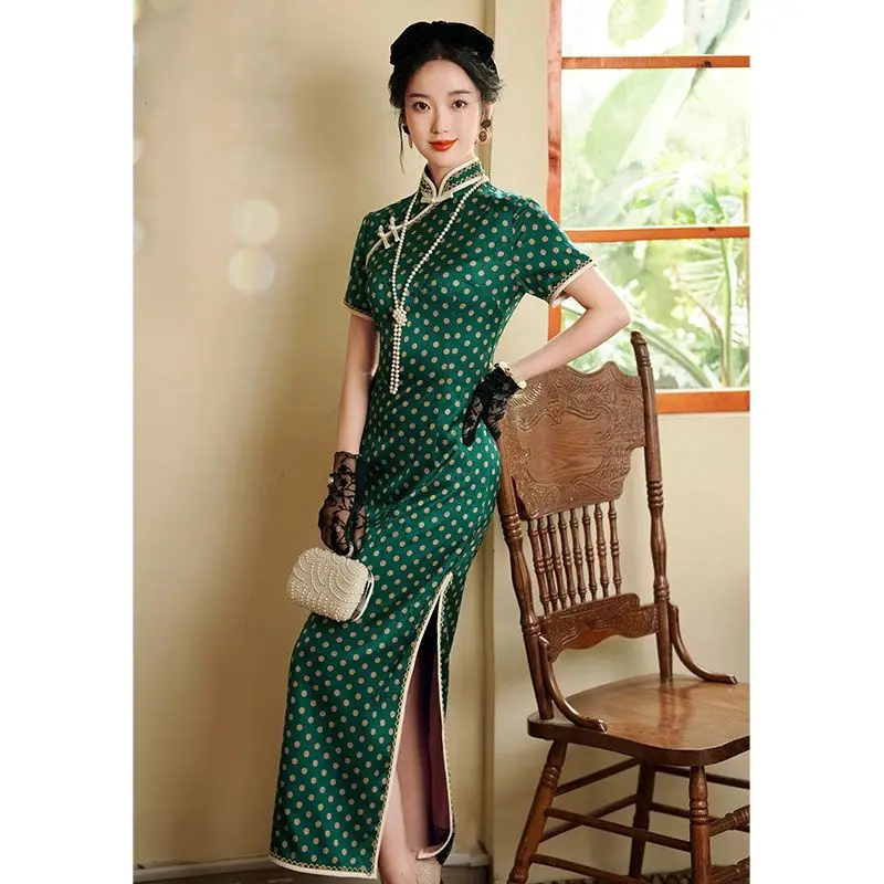 

Yourqipao 2023 Old Shanghai Chinese Cheongsam Long Women Evening Dress Elegant Qipao Hanfu Prom Gowns Traditional Skirt Clothing