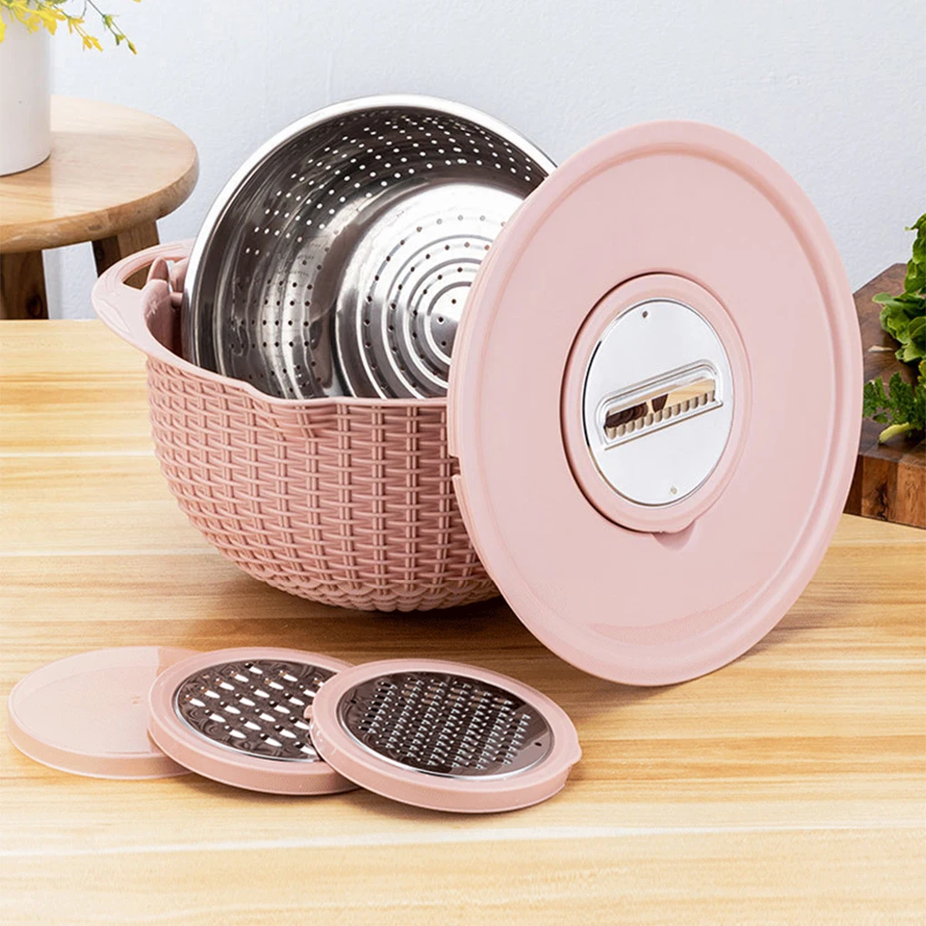 

Rotary With Replaceable Blades Multi-functional Colander And Slicer In 1 Drain Basket Colander Slot